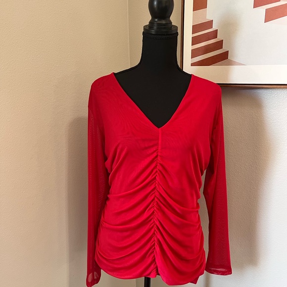 INC International Concepts Tops - New wt Red INC V-neck Top
